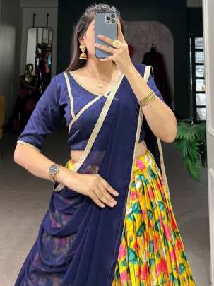 Traditional Mysore Silk Purple Lehenga Choli