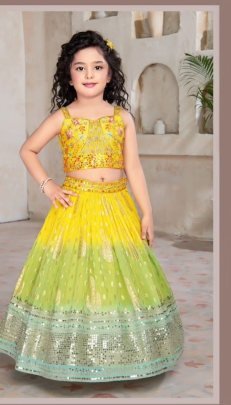 Trending Beautiful Printed Work Kids Lehenga Set 