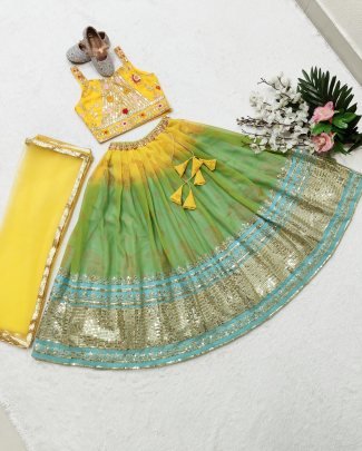 Trending Beautiful Printed Work Kids Lehenga Set