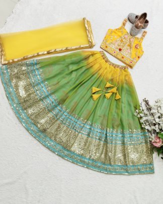 Trending Beautiful Printed Work Kids Lehenga Set