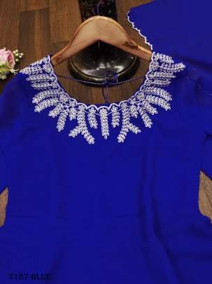 Trending Blue Georgette  Anarkali Gown With Dupatta Set