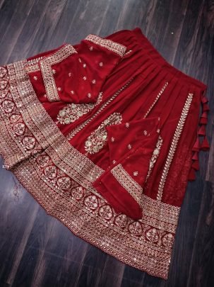 Trending Maroon Fully Flared Georgette Lehenga Set