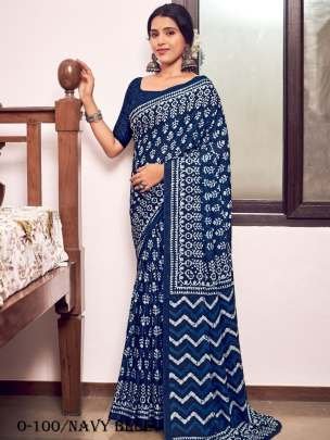 Trending Navy Blue Cotton saree