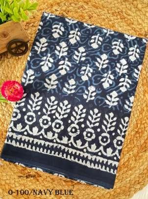 Trending Navy Blue Cotton saree