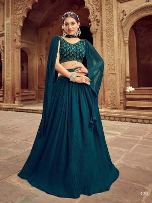 Trendy Rama Color Fully Stitched Lehenga Choli By Shreematee Fashion Nandani Catalogue
