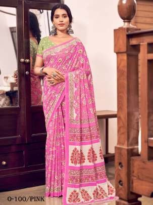 Unique Design Pink Cotton Saree