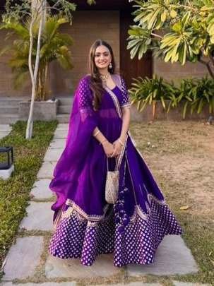 Unique Purple Sequence Work Georgette Lehenga Choli