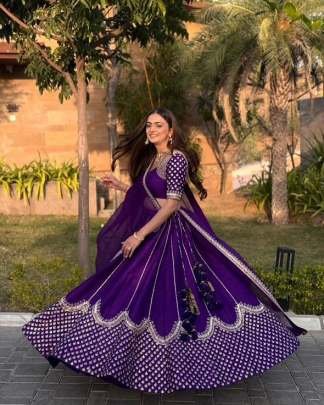 Unique Purple Sequence Work Georgette Lehenga Choli