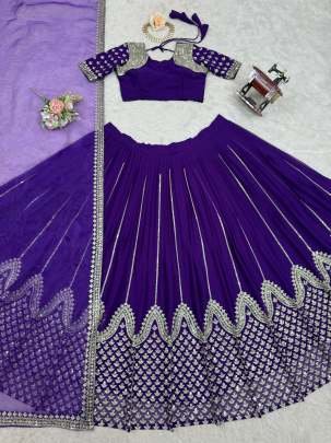 Unique Purple Sequence Work Georgette Lehenga Choli