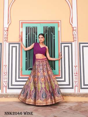 Urvika Banarasi Silk Wine Lehenga Choli