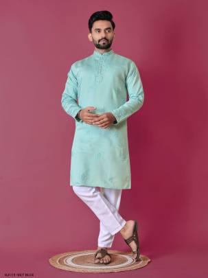 Val-moti Sky Blue Kurta Pajama Online 