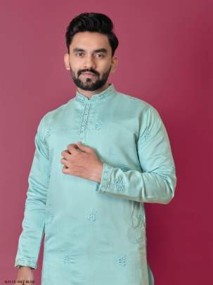 Val-moti Sky Blue Kurta Pajama Online