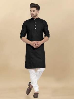 Venmer Brand Heavy Cotton Plain Men Kurta Set