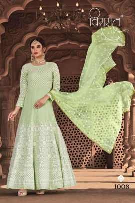 Virasat Ziya Eid Series 1001 1012 Fancy Floral Print Gown With Dupatta