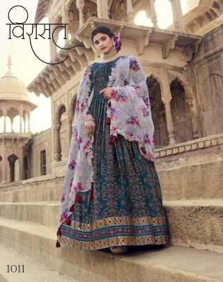 Virasat Ziya Eid Series 1001 1012 Fancy Floral Print Gown With Dupatta