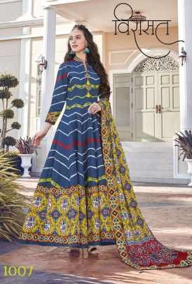 Virasat Ziya Eid Series 1001 1012 Fancy Floral Print Gown With Dupatta