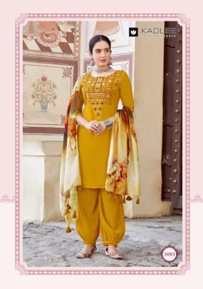 Viscose Handwork Embroidery Kadlee Kanchi Kurti Bottom Dupatta Set