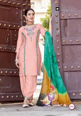 Viscose Handwork Embroidery Kadlee Kanchi Kurti Bottom Dupatta Set