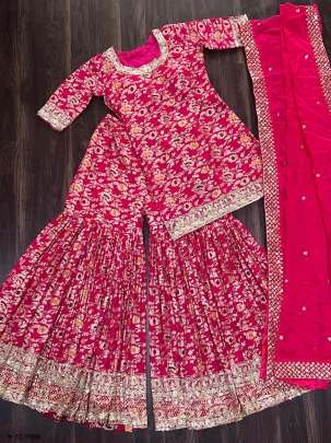 Party Wear Pakistani Rani Pink Gharara Suit