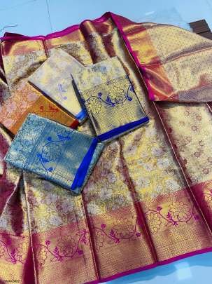 Weaving Nyloan Zari Kanjivaram Silk Saree With Blouse