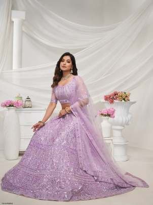 Wedding Collection Purple Soft Net Lehenga Choli