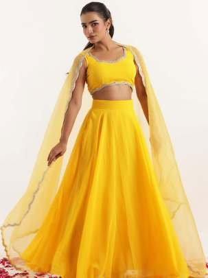 Wedding Haldi Wear Lehenga Choli Dupatta Set