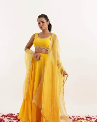 Wedding Haldi Wear Lehenga Choli Dupatta Set