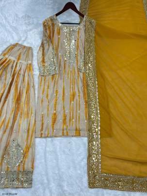 Wedding Ready To Wear Pure Chinon Silk Patiala Salwar Suits