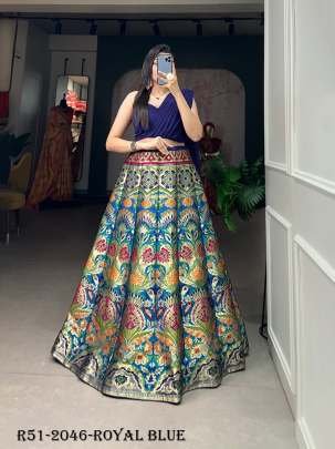 Designer Wedding Royal Blue Urvika Banrasi Silk Lehenga Choli 