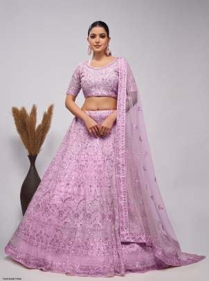 Wedding Wear Lavender Soft Net Lehenga  Choli