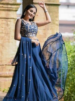 Wedding Wear Blue Georgette Lehenga Choli