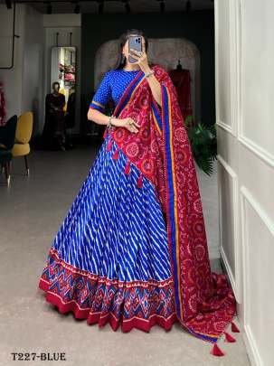 Wedding Wear Blue Tussar Silk Lehenga Choli