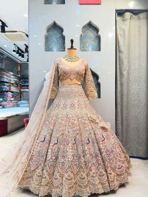 Wedding Wear Light Pink Soft Butterfly Net Lehenga Choli