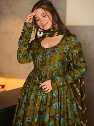 Wedding Wear Mehndi Colour Top Palazzo Dupatta Set