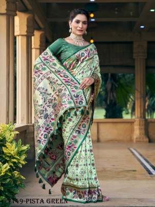 Wedding Wear Pista Green Paithani Saree