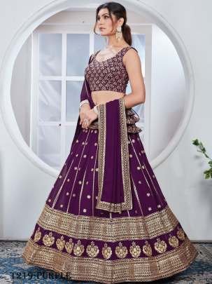 Wedding Wear Purple Georgette Lehenga Choli