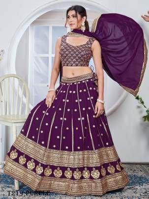 Wedding Wear Purple Georgette Lehenga Choli