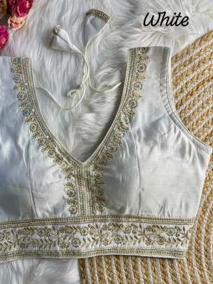 White Beautiful Thread Work Wedding Ready To Wear Blouse