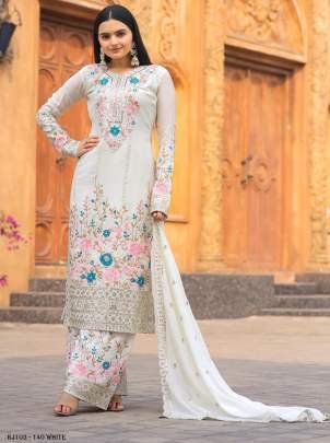 White Colour Heavy Chinon Silk Kurti Palazzo With Dupatta set