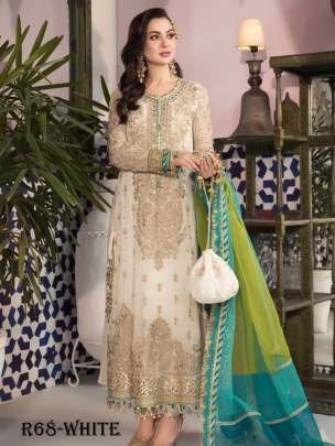 White Embroidery With Sequence Work Georgette Ethnic Suits