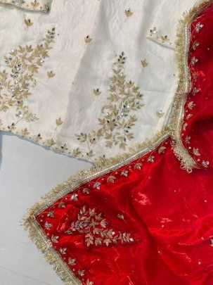 White Sharara Suit with Red Dupatta