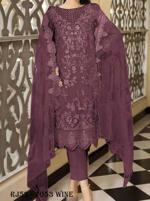 Wine Multi Thread Work Georgette Pakistani Suit