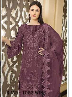 Wine Multi Thread Work Georgette Pakistani Suit