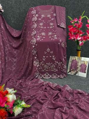 Wine Multi Thread Work Georgette Pakistani Suit