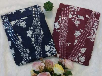 Wine New Launching Beautiful Pure Cotton Three Piece Suits Set