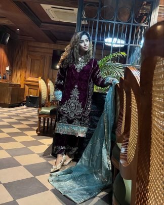 Winter Luxe Velvet Designer Suit With Pant & Dupatta  