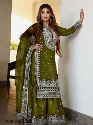 Best Rate Green Sharara Suit by Fab Funda