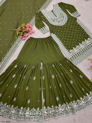 Best Rate Green Sharara Suit by Fab Funda