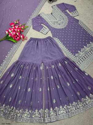 Georgette Ready To Wear Orchid Sharara Suit