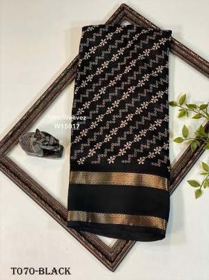 Crepe Black Saree With Digital Printed Work